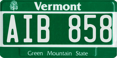 VT license plate AIB858