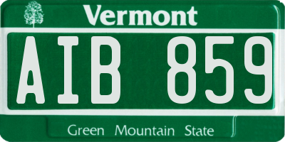VT license plate AIB859