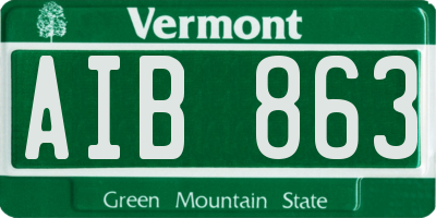 VT license plate AIB863