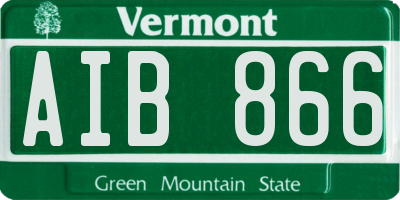 VT license plate AIB866