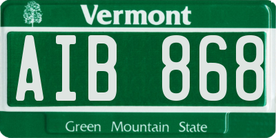 VT license plate AIB868