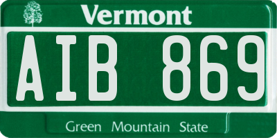 VT license plate AIB869