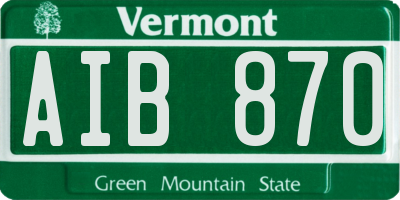 VT license plate AIB870