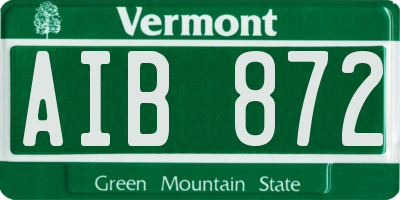 VT license plate AIB872