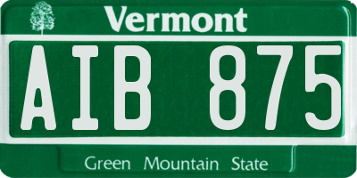 VT license plate AIB875