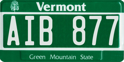 VT license plate AIB877