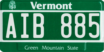 VT license plate AIB885