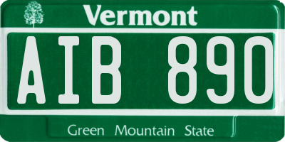 VT license plate AIB890