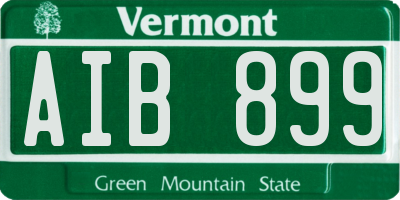 VT license plate AIB899