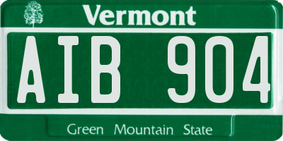 VT license plate AIB904