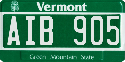 VT license plate AIB905