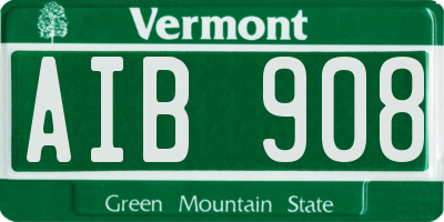 VT license plate AIB908