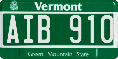 VT license plate AIB910