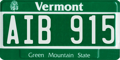 VT license plate AIB915