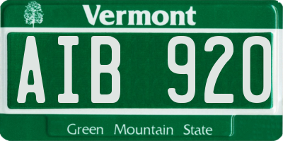 VT license plate AIB920