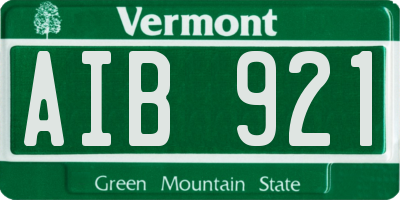 VT license plate AIB921