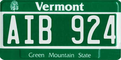 VT license plate AIB924