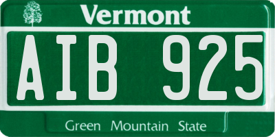 VT license plate AIB925
