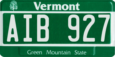VT license plate AIB927