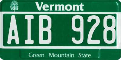 VT license plate AIB928