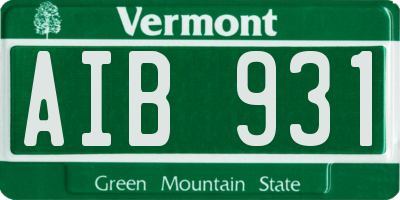 VT license plate AIB931