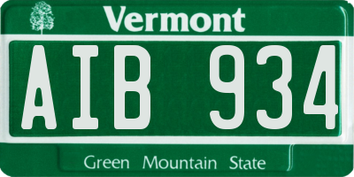 VT license plate AIB934