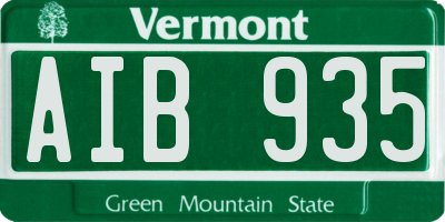 VT license plate AIB935