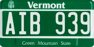 VT license plate AIB939
