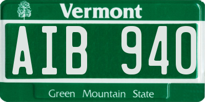 VT license plate AIB940
