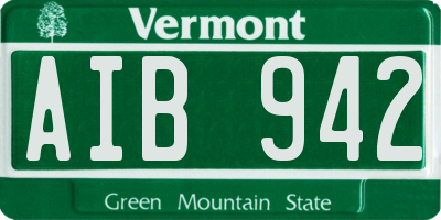 VT license plate AIB942
