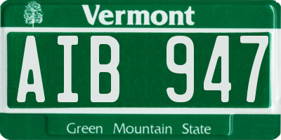 VT license plate AIB947