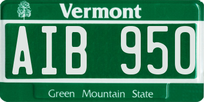 VT license plate AIB950