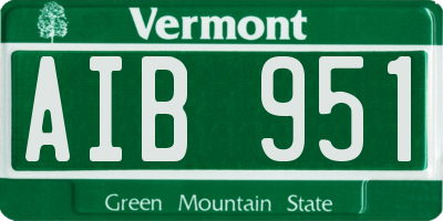 VT license plate AIB951