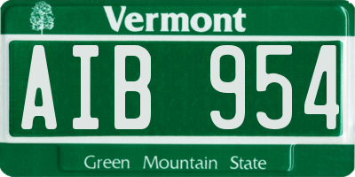 VT license plate AIB954