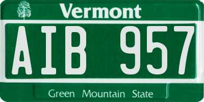VT license plate AIB957