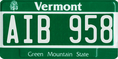 VT license plate AIB958