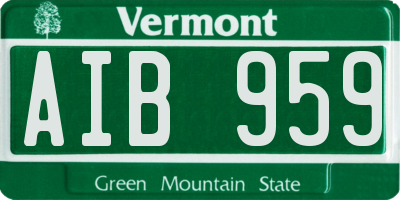 VT license plate AIB959