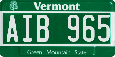 VT license plate AIB965