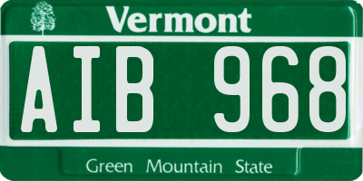 VT license plate AIB968