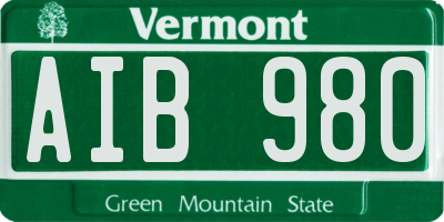 VT license plate AIB980