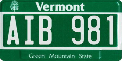 VT license plate AIB981