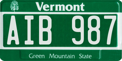 VT license plate AIB987