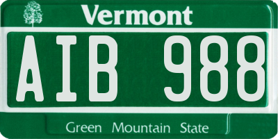 VT license plate AIB988