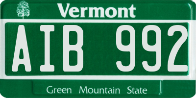 VT license plate AIB992