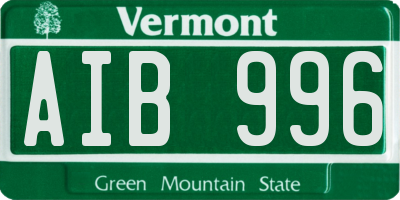 VT license plate AIB996