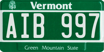 VT license plate AIB997
