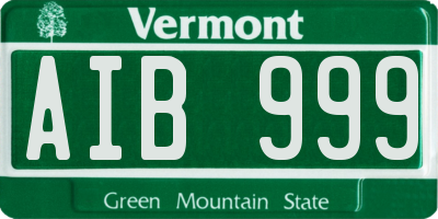 VT license plate AIB999