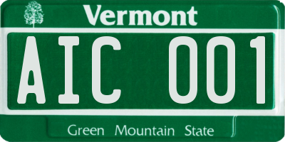 VT license plate AIC001