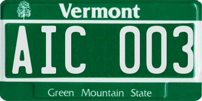VT license plate AIC003