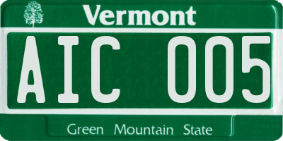 VT license plate AIC005